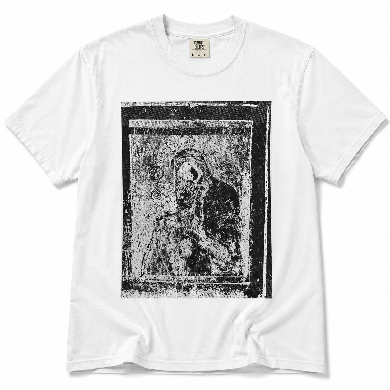 THE VIRGIN AND THE CRUCIFIX T-SHIRT