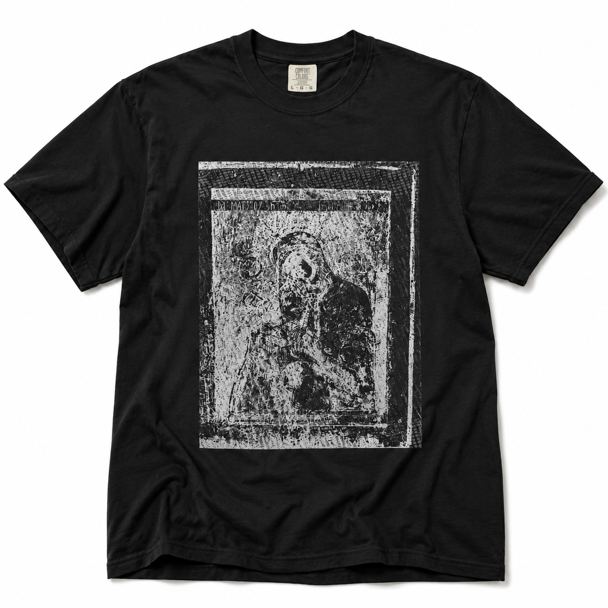 THE VIRGIN AND THE CRUCIFIX T-SHIRT